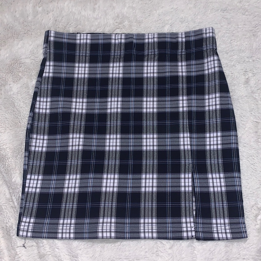 Blue and black plaid skirt medium